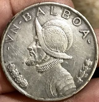 1931 PANAMA Large Spanish CONQUISTADOR Antique Silver BALBOA Coin Rare Date 2