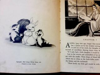 WALT DISNEY ' S SNOW WHITE Antique Children ' s Org Color Plates & Story Book 4