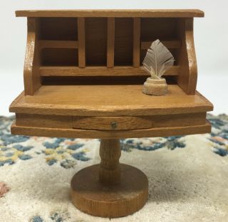 Vintage Wood Dollhouse Miniature Secretary Desk With Drawer Furniture