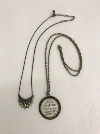 1928,  Plunder Antiqued Gold Tone Dainty Chain Pendant Necklace Bundle
