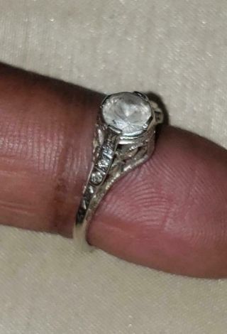 Antique 18k White Gold Gemstone Ring Size 5.  5