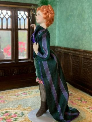 VINTAGE Miniature Dollhouse ARTISAN Porcelain Doll Saloon Lady Smoking Victorian 6