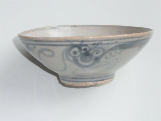 13.  5cm Diameter Chinese Ming Dynasty Bowl Angry Dragon Blue Design
