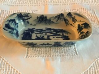 Antique Vintage Chinese Porcelain Blue White Serving/oven Dish
