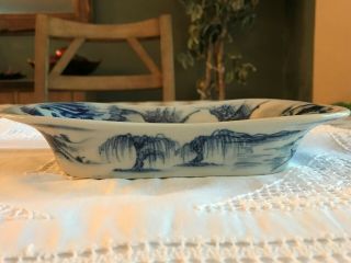 Antique Vintage Chinese Porcelain Blue White Serving/Oven Dish 4
