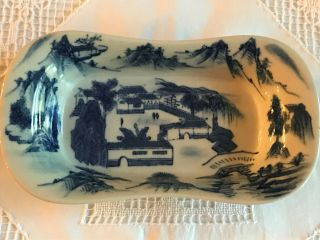 Antique Vintage Chinese Porcelain Blue White Serving/Oven Dish 7