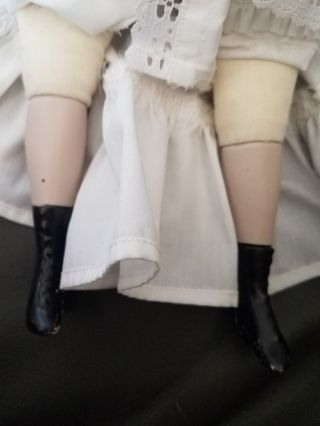 Vintage 1970s marked Shackman Bisque shoulder head Doll VICTORIAN dressed 3