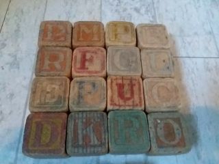 Vintage Antique 1 1/4 " Wooden Alphabet Building Blocks