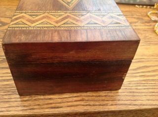 Antique Victorian Tunbridge Ware Sewing Box Fitted Mahogany & Marquetry/ Lock 6
