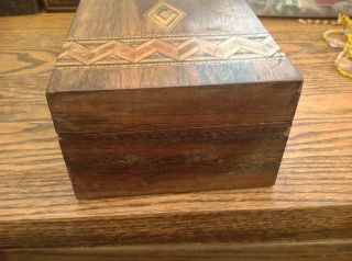 Antique Victorian Tunbridge Ware Sewing Box Fitted Mahogany & Marquetry/ Lock 8