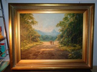 Vintage 1950 E.  Vioreath Signed Oil On Canvas Of Landscape In Brazil (24 By 32 ")
