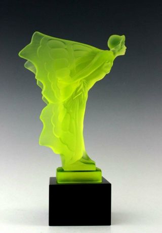 Art Deco Glass Car Mascot Spirit Of Ecstasy Figurine Hood Ornament Flying Lady