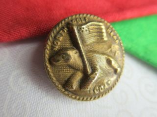 6436 – Bear,  Flag,  Verbal North Pole Perry Coat Antique Button From 1909