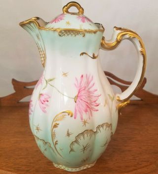 Antique H & Co.  Limoges France Coffee Chocolate Tea Pot Hand Painted
