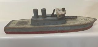 Old Wooden Keystone U.  S Battleship 14” Antique Wooden Boat Made In The Usa