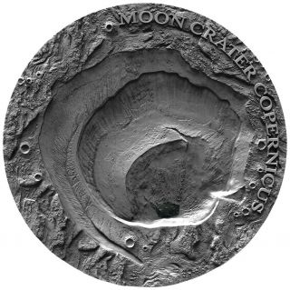 2019 1 Oz Silver $1 Niue Moon Crater Copernicus Antique Finish Coin.