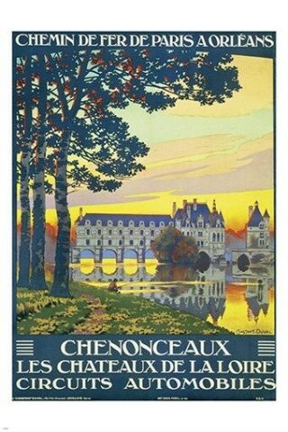 Loire Valley Castles France Vintage Train Travel Poster Prized Gem 24x36