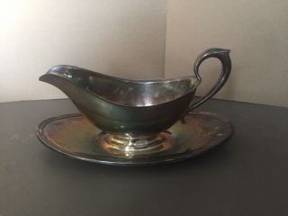 Hotel Style Silver Gravy Boat With Under Tray Bowl Serving Tray - Gorham