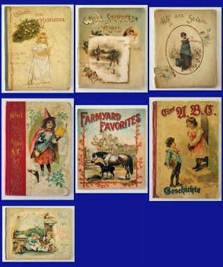 7 Antique Illustrated Children 