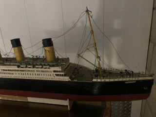 RMS Titanic Antique Ship Model Early 1900 ' s All Folk Art 8