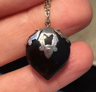 Antique Victorian jewellery sterling silver and polished heart pendant & chain 4