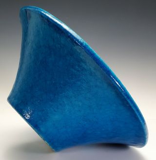 LACHENAL ANTIQUE FRENCH ART DECO TURQUOISE BLUE GLAZE POTTERY CENTER BOWL 4