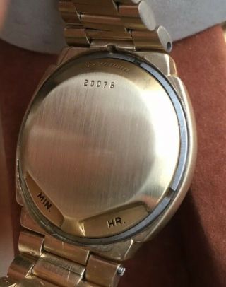 Vintage Neiman Marcus Pulsar P2 LED Watch 14kt Gold Filled W/Box Time Computer 9