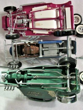 3 ROUGH VINTAGE HOT RODS & LOOSE PARTS,  FROM THE 60 ' S? ONE DECAL: SCREAM PUFF 2