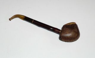 Custom Vintage Antique Large Tobacco Pipe W/ Leather Covering Bowl