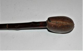 Custom Vintage Antique Large Tobacco Pipe w/ Leather Covering Bowl 3