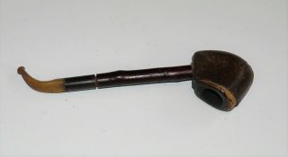 Custom Vintage Antique Large Tobacco Pipe w/ Leather Covering Bowl 4