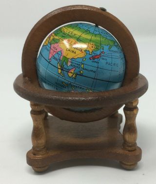 Vintage Dollhouse Miniature Shackman World Spinning Globe On Stand