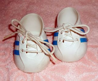 Vintage Cabbage Patch My Child Doll White Blue Striped Tennis Shoes Guc