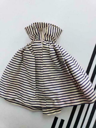 Vintage Barbie Cotton Casual Dress 912 Navy Blue and White Striped 3