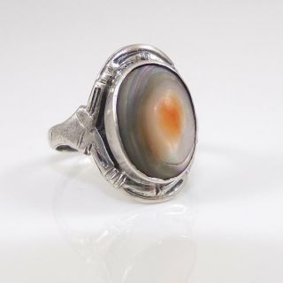 Vintage Antique Art Deco Sterling Silver Blister Pearl Ring Size 5 Lfa3