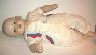 Vintage Large Porcelain Baby Boy Doll Signed By Gertrude Dated 1984 22 Inches