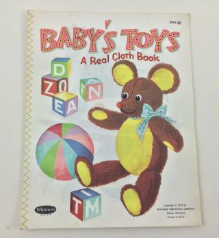 Vintage Baby Book Baby’s Toys A Real Cloth Book 1959 Whitman Usa