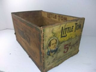 Antique Wood " Little Tom " Cigar Box For Country Store Display