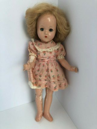 Vintage 11 Inch Unmarked Composition Doll With Sleep Eyes