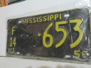 Old Antique Vintage Mississippi License Plate Car Tag 1956 F14 Truck Tag
