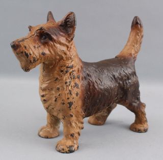 Rare Antique Hubley Cast Iron Scottish Terrier Dog Doorstop Brown Paint