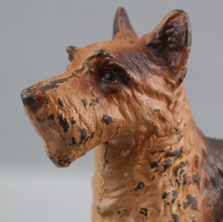 Rare Antique HUBLEY Cast Iron Scottish Terrier Dog Doorstop Brown Paint 3