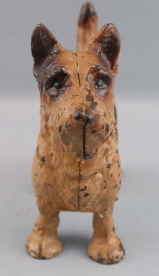 Rare Antique HUBLEY Cast Iron Scottish Terrier Dog Doorstop Brown Paint 4