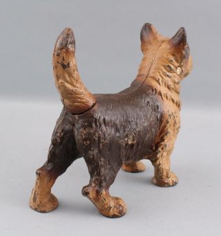 Rare Antique HUBLEY Cast Iron Scottish Terrier Dog Doorstop Brown Paint 5