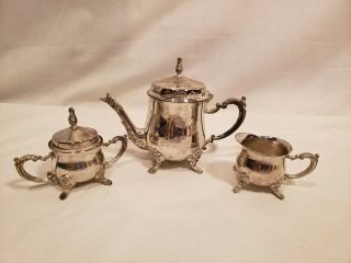 Vintage Silver Plate 3 Piece Small Tea Set,  Child Sized,  Unmarked,  5 Inch Pot