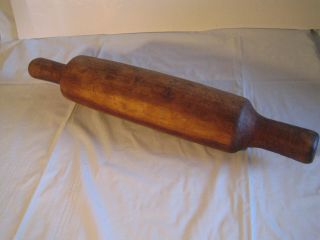 Antique Vintage Wood Rolling Pin Carved One Piece Primitive Folk 16 Inches