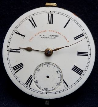 J.  G.  Graves Sheffield Express English Lever Antique Pocket Watch Movement C1890