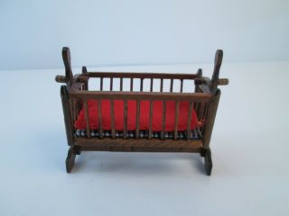 Vintage Baby Cradle Bed Dollhouse 1:12 Scale Miniature Wood B Shackman Nursery