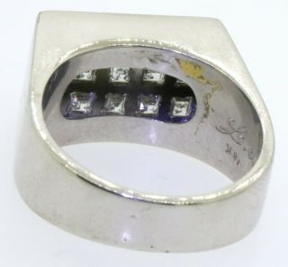 Heavy vintage 18K WG 2.  25CT VS1/F Asscher cut diamond men ' s ring size 9.  5 3
