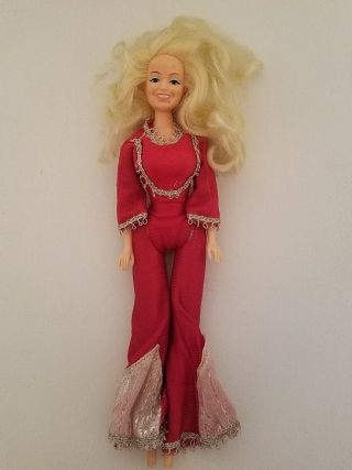 Vintage 1970s Eegee Dolly Parton Doll W/ Red Jumpsuit 11.  5”